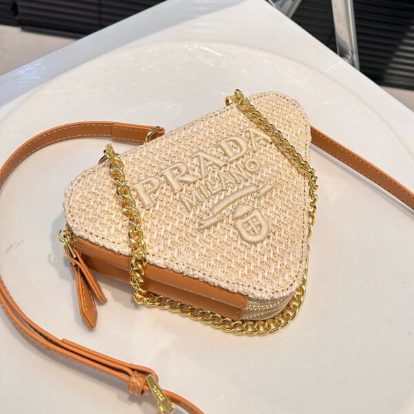 PRADA CROCHET AND LEATHER MINI BAG NATURAL 18CM 1BC543 2A2T F0018 V YUO - Image 3