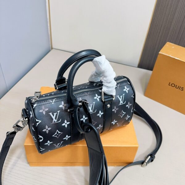 LOUIS VUITTON KEEPALL BANDOULIÈRE 25 BAG MONOGRAM BRUSHED BLACK 25CM M11595 - Image 7