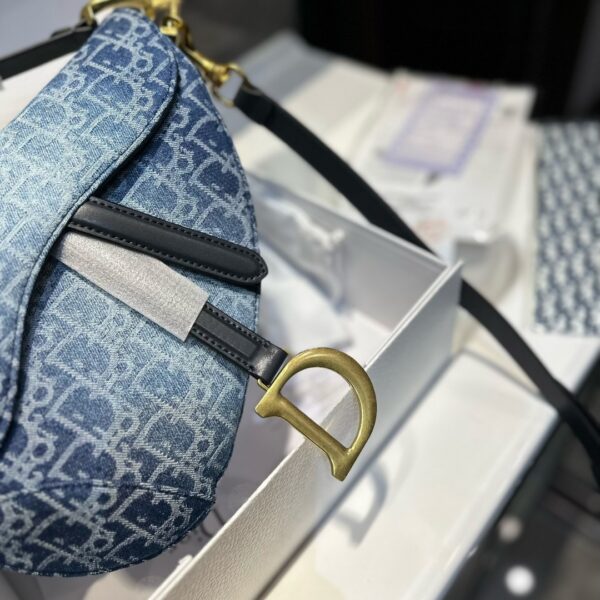 DIOR SADDLE BAG WITH STRAP OBLIQUE JACQUARD BLUE DENIM 25CM M0455CDCE M49E - Image 6