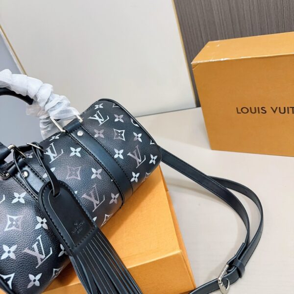 LOUIS VUITTON KEEPALL BANDOULIÈRE 25 BAG MONOGRAM BRUSHED BLACK 25CM M11595 - Image 4