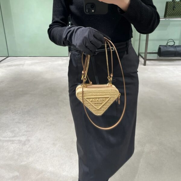 PRADA CROCHET AND LEATHER MINI BAG NATURAL 18CM 1BC543 2A2T F0018 V YUO - Image 9