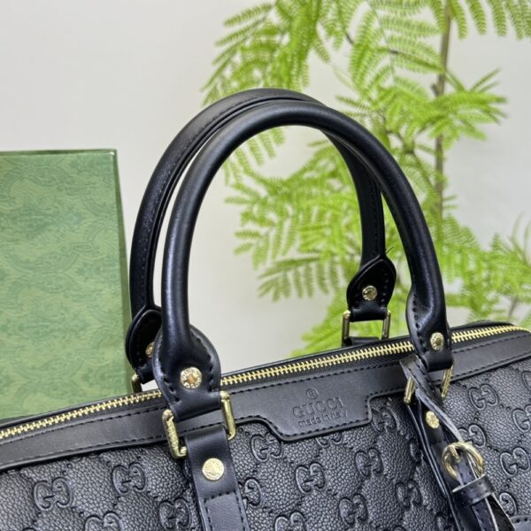 GUCCI TOTE BAG CANVAS LEATHER CROSSBODY HANDBAG BLACK 33CM - Image 6