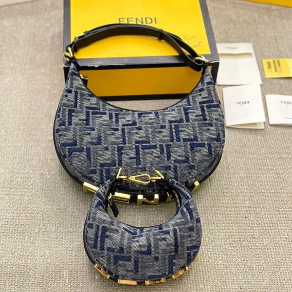 FENDI FENDIGRAPHY MINI BLUE CHENILLE MINI BAG 18CM 8BS081ASU0F1PQM - Image 4