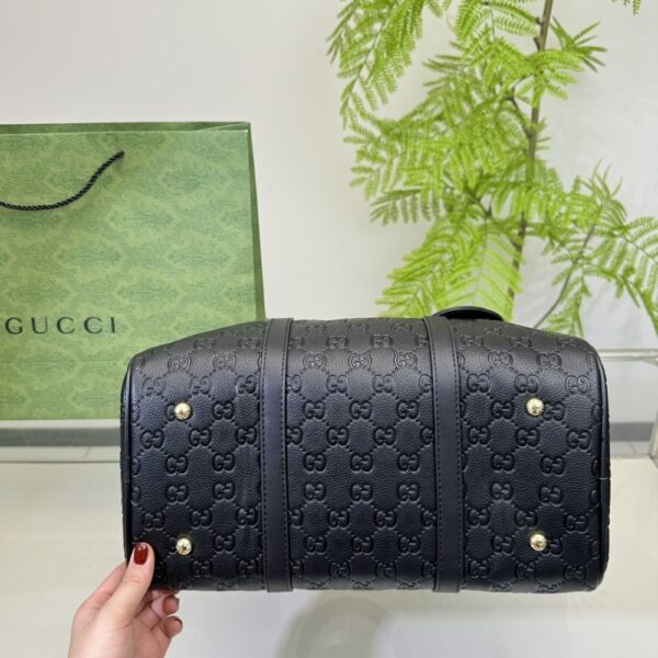 GUCCI TOTE BAG CANVAS LEATHER CROSSBODY HANDBAG BLACK 33CM - Image 8