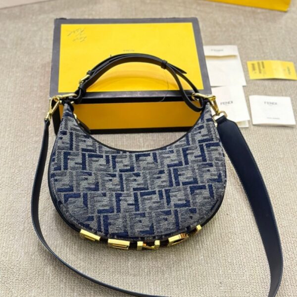 FENDI FENDIGRAPHY SMALL DARK BLUE FF CHENILLE BAG 30CM 8BR798ASU0F1PQM - Image 5