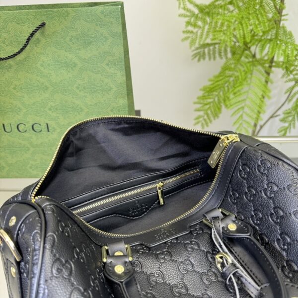 GUCCI TOTE BAG CANVAS LEATHER CROSSBODY HANDBAG BLACK 33CM - Image 9