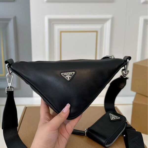 PRADA TRIANGLE SHOULDER BAG BLACK 27CM - Image 2