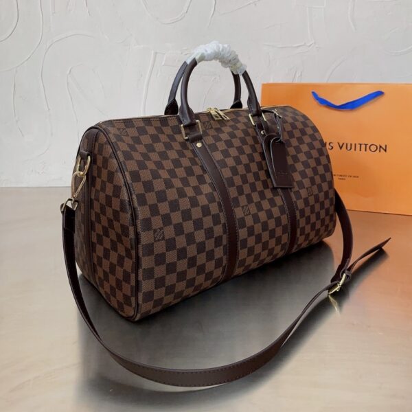LOUIS VUITTON KEEPALL BANDOULIÈRE TRAVEL BAG DAMIER EBENE BROWN 45CM - Image 2