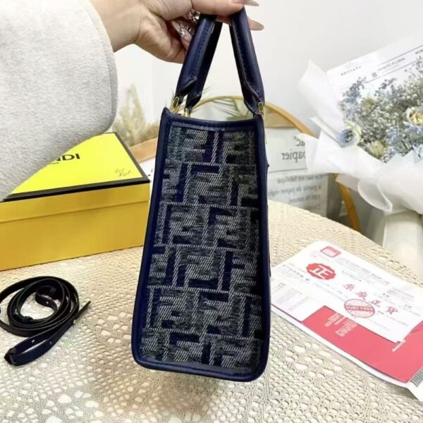 FENDI SUNSHINE SMALL FF CHENILLE SHOPPER DARK BLUE 26CM 8BH394ASU0F1PQK - Image 2