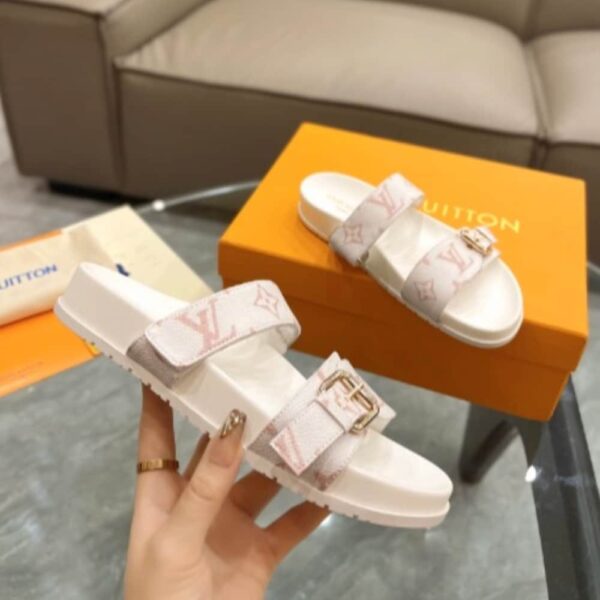 LOUIS VUITTON BOM DIA FLAT COMFORT MULE WHITE - Image 2