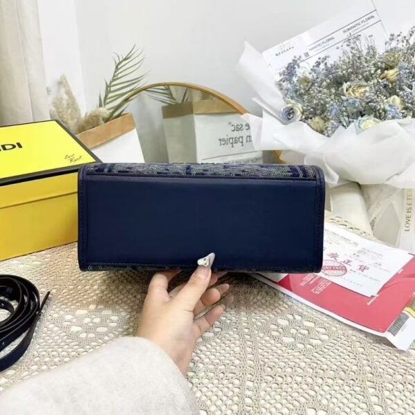 FENDI SUNSHINE SMALL FF CHENILLE SHOPPER DARK BLUE 26CM 8BH394ASU0F1PQK - Image 8