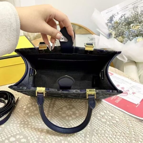 FENDI SUNSHINE SMALL FF CHENILLE SHOPPER DARK BLUE 26CM 8BH394ASU0F1PQK - Image 7
