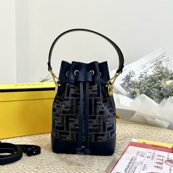 FENDI MON TRESOR FF CHENILLE MINI BAG DARK BLUE 21CM 8BS093ASU0F1PQK - Image 2