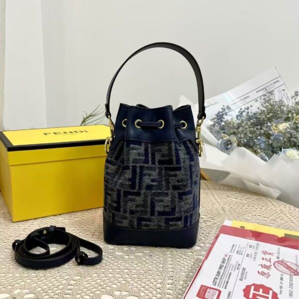 FENDI MON TRESOR FF CHENILLE MINI BAG DARK BLUE 21CM 8BS093ASU0F1PQK - Image 6