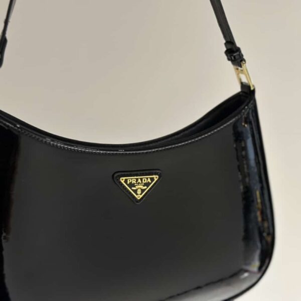 PRADA CLEO PATENT LEATHER BAG BLACK 27CM 1BC169 069 F03KJ V HOO - Image 4