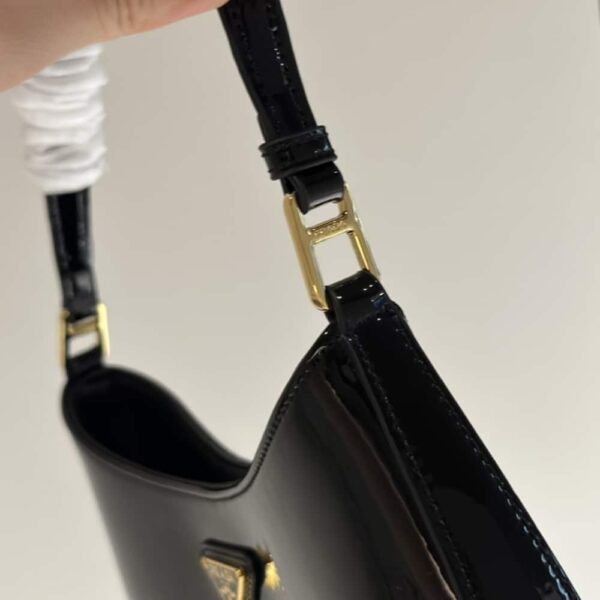 PRADA CLEO PATENT LEATHER BAG BLACK 27CM 1BC169 069 F03KJ V HOO - Image 7