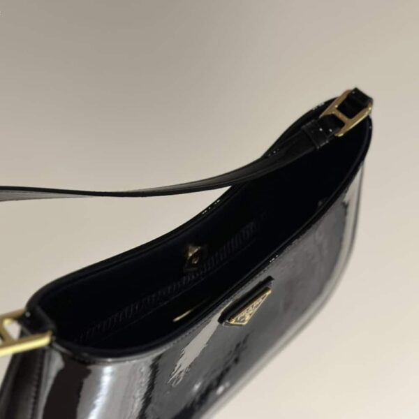 PRADA CLEO PATENT LEATHER BAG BLACK 27CM 1BC169 069 F03KJ V HOO - Image 6
