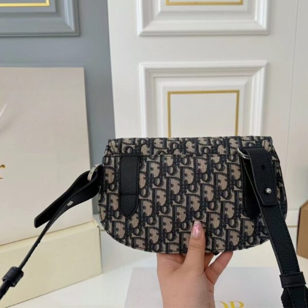 DIOR OBLIQUE CANVAS AND LEATHER SADDLE POUCH BAG BLACK 23CM - Image 7