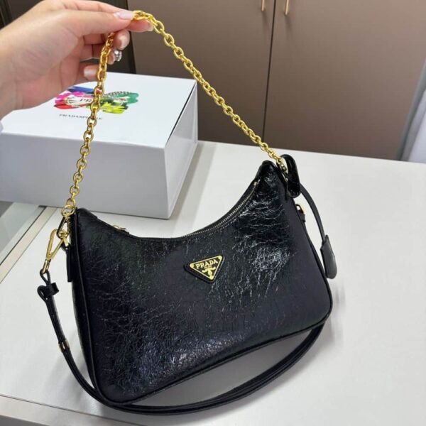 PRADA RE EDITION MINI BAG IN NAPLAK PATENT LEATHER BLACK 28CM - Image 3