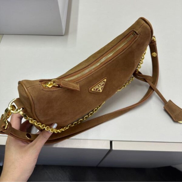 PRADA RE EDITION MINI SUEDE SHOULDER BAG BROWN 28CM - Image 6