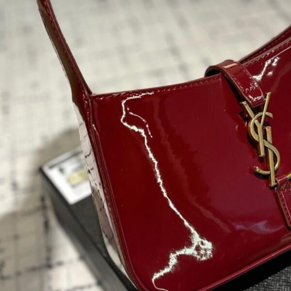 SAINT LAURENT LE 5 A 7 PATENT HOBO BAG IN SHINY LEATHER WINE RED 25CM - Image 8