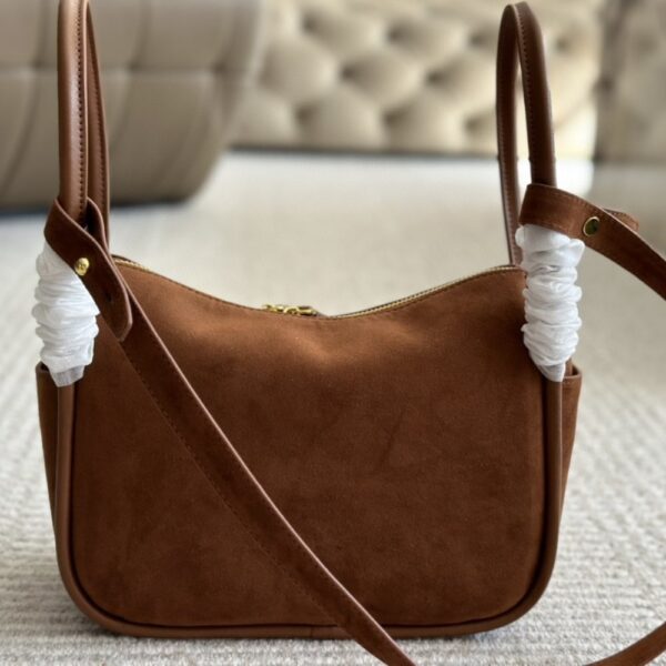 PRADA SUEDE HAND BAG COCOA BROWN 26CM 1BA451 2C4S F0324 V OVO - Image 7