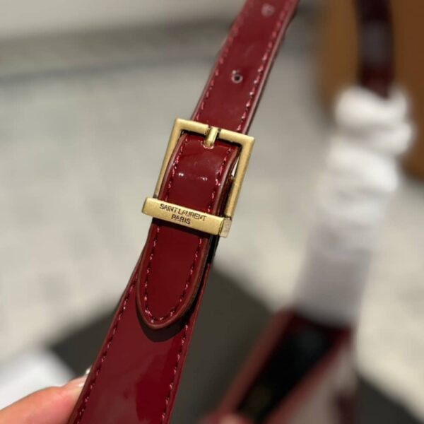 SAINT LAURENT LE 5 A 7 PATENT HOBO BAG IN SHINY LEATHER WINE RED 25CM - Image 5