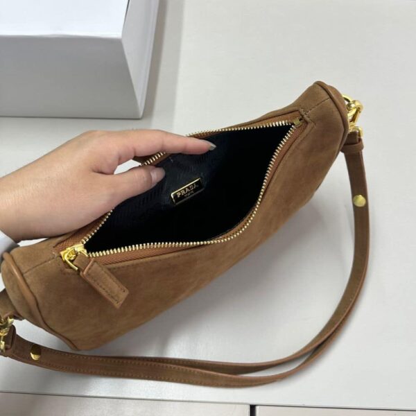 PRADA RE EDITION MINI SUEDE SHOULDER BAG BROWN 28CM - Image 10