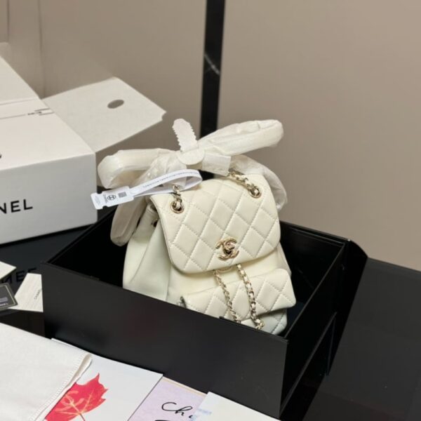 CHANEL MINI DUMA BACKPACK WHITE 18CM - Image 2