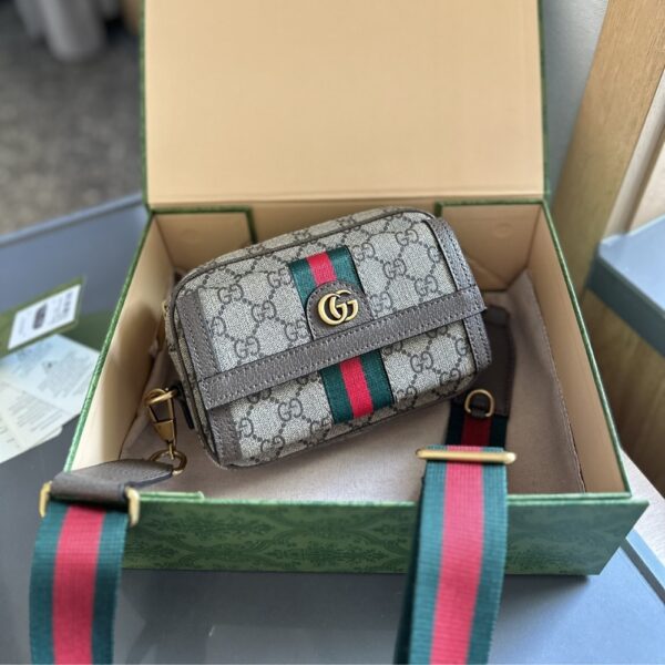 GUCCI OPHIDIA GG MINI BAG BEIGE EBONY 20CM - Image 2