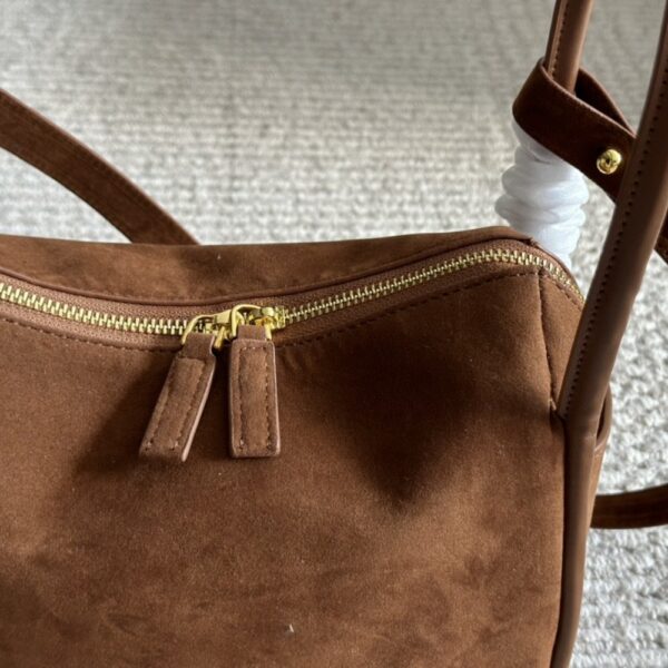 PRADA SUEDE HAND BAG COCOA BROWN 26CM 1BA451 2C4S F0324 V OVO - Image 5