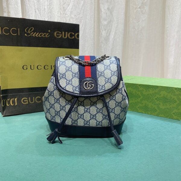 GUCCI OPHIDIA GG MINI BACKPACK BEIGE BLUE 20.5CM - Image 4