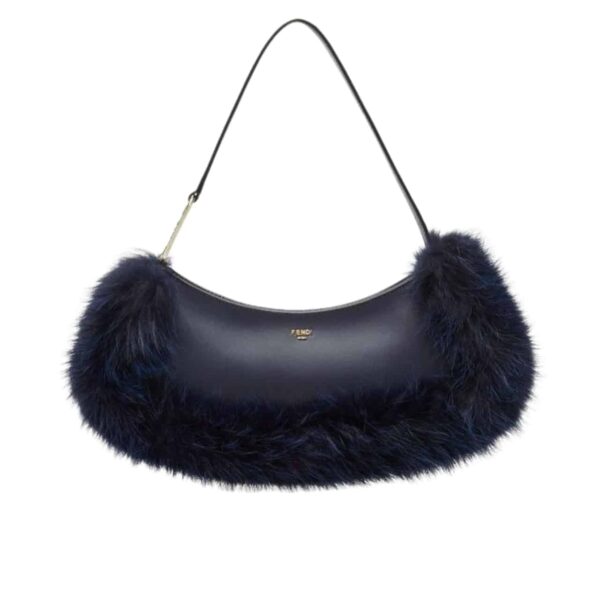 FENDI O'LOCK SWING FUR BAG BLACK 30CM