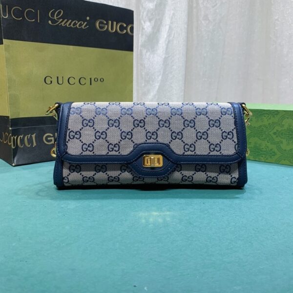 GUCCI LUCE SMALL GG CANVAS SHOULDER BAG BEIGE BLUE 27.5CM - Image 2