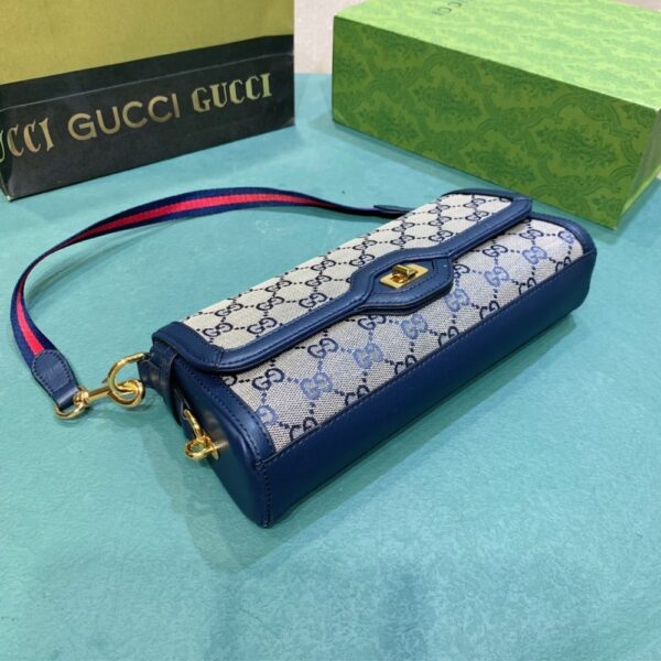GUCCI LUCE SMALL GG CANVAS SHOULDER BAG BEIGE BLUE 27.5CM - Image 4