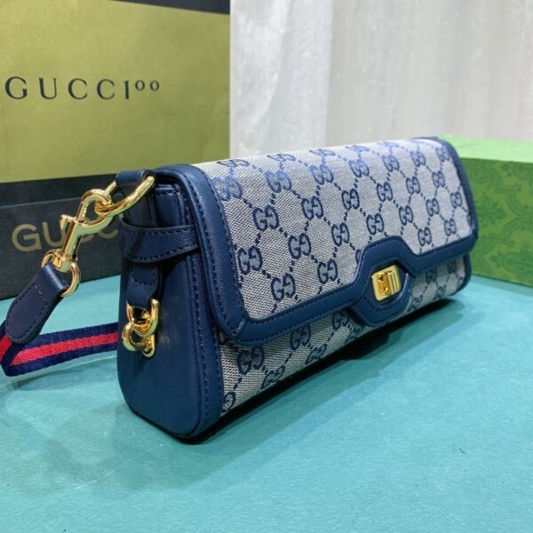 GUCCI LUCE SMALL GG CANVAS SHOULDER BAG BEIGE BLUE 27.5CM - Image 6