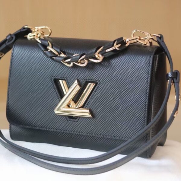 LOUIS VUITTON LV TWIST MM LEATHER HANDBAG BLACK 23CM - Image 3