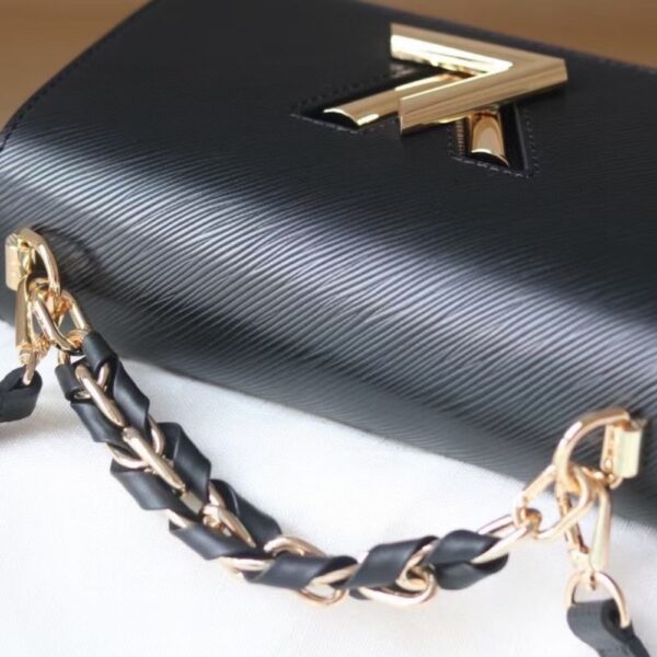 LOUIS VUITTON LV TWIST MM LEATHER HANDBAG BLACK 23CM - Image 6
