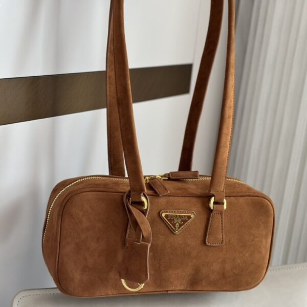 PRADA SUEDE SHOULDER BAG COCOA BROWN 29CM - Image 2