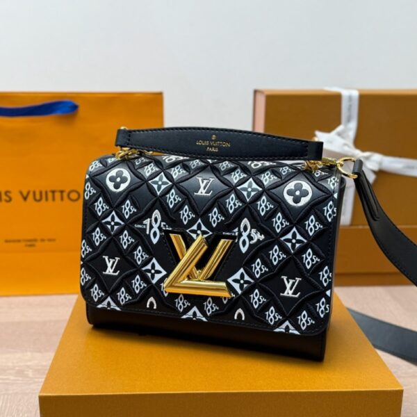 LOUIS VUITTON TWIST MM MONOGRAM JACQUARD BLACK 23CM - Image 2