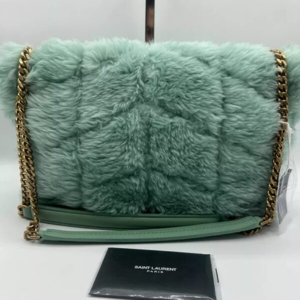 SAINT LAURENT PUFFER BAG IN SHEARLING GREEN 28CM - Image 5