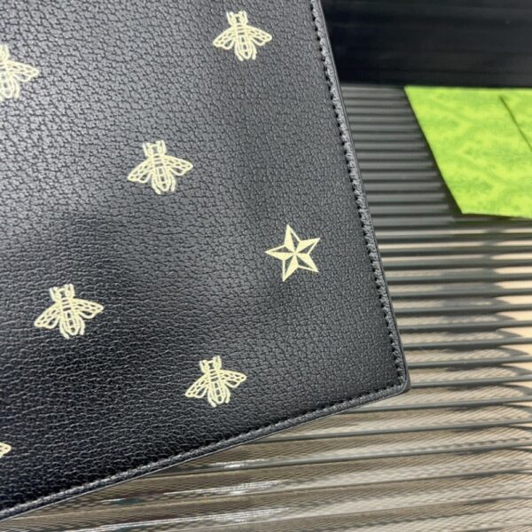 GUCCI BEE STAR LEATHER POUCH CLUTCH BAG BLACK 29CM - Image 5