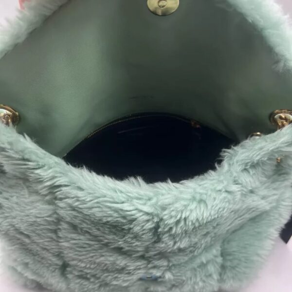 SAINT LAURENT PUFFER BAG IN SHEARLING GREEN 28CM - Image 3