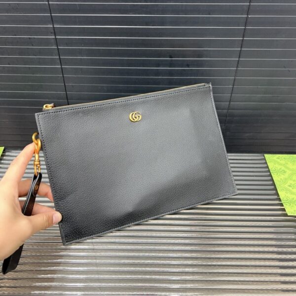 GUCCI GG LEATHER POUCH CLUTCH BAG BLACK 29CM - Image 3