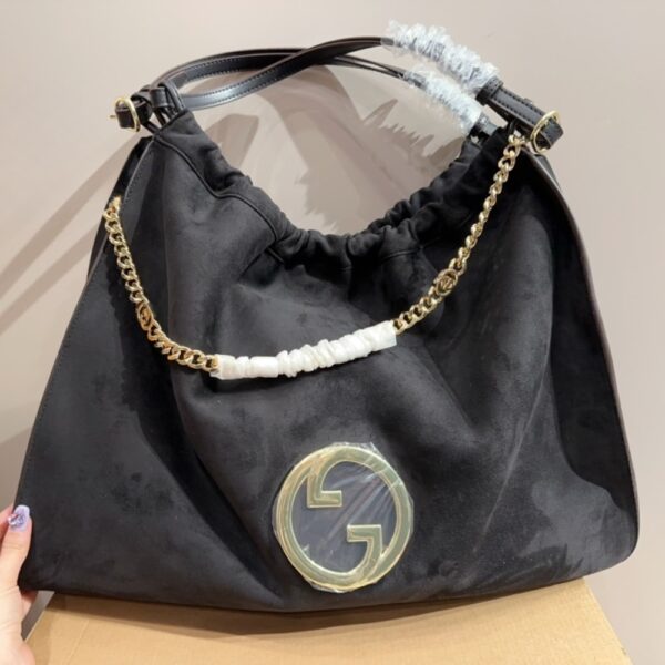 GUCCI BLONDIE LARGE SUEDE TOTE BAG BLACK 50CM - Image 2
