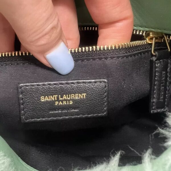 SAINT LAURENT PUFFER BAG IN SHEARLING GREEN 28CM - Image 4