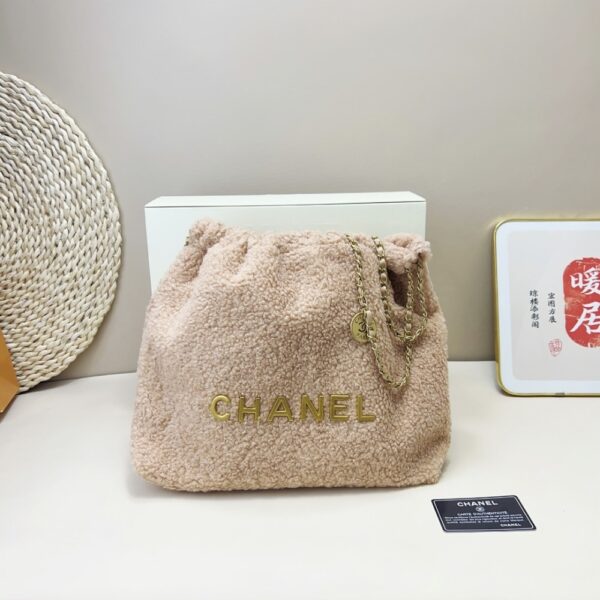 CHANEL 22 MINI HANDBAG SHEARLING & GOLD TONE METAL LIGHT PINK 20CM AS3980 B18299 NZZG1 - Image 3