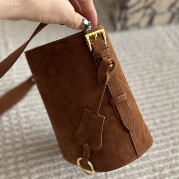 PRADA SUEDE MINI BUCKET BAG CINNAMON 18CM 1BE078 2C4S F0401 V OVO - Image 6