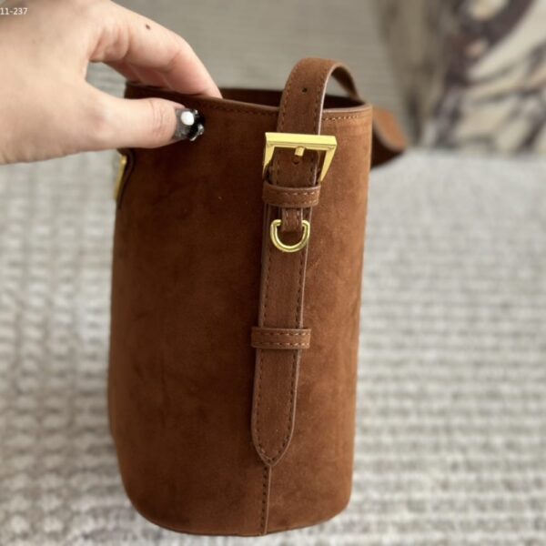PRADA SUEDE MINI BUCKET BAG CINNAMON 18CM 1BE078 2C4S F0401 V OVO - Image 5