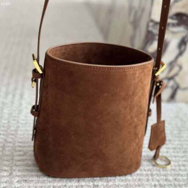 PRADA SUEDE MINI BUCKET BAG CINNAMON 18CM 1BE078 2C4S F0401 V OVO - Image 4